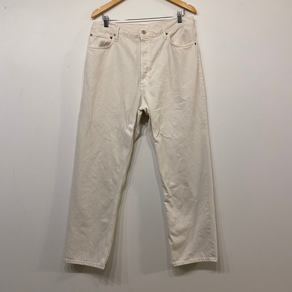 AGOLDE 90's Pinch Waist High Rise Straight Leg Jeans Cream Off White